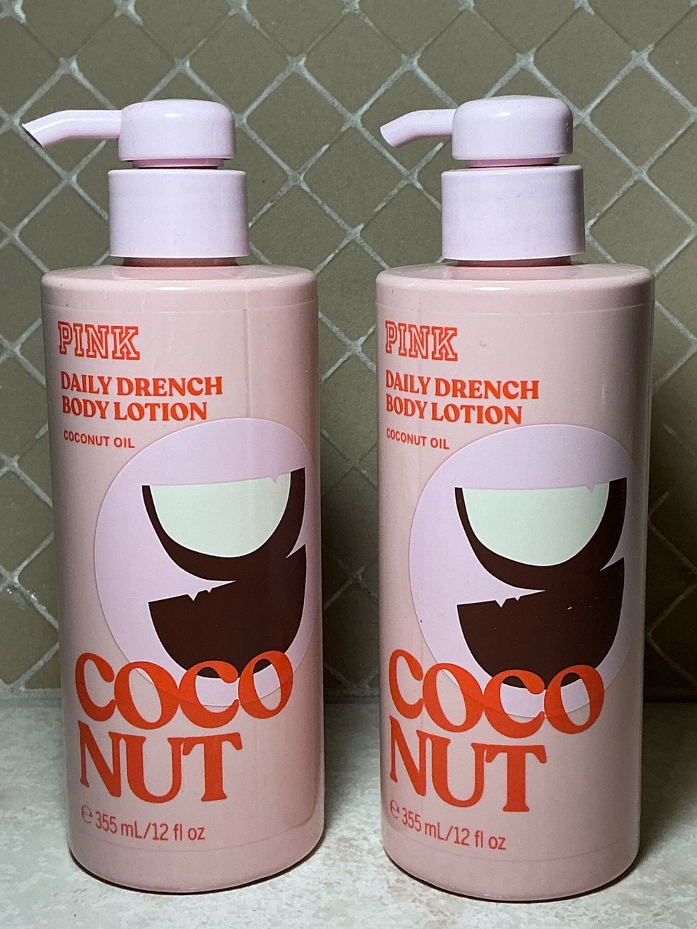 PINK Coconut Daily Drench Body Lotion 12 oz Set of 2 NEW
